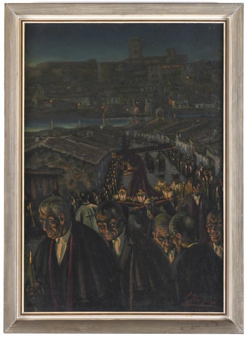 JESÚS GALLEGO MARQUINA (1900-1987). "PROCESIÓN", 1986.