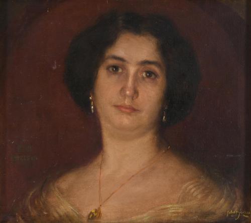 J. DAUVERGNE (SIGLOS XIX-XX). "RETRATO DE LA HERMANA DEL PINTOR".