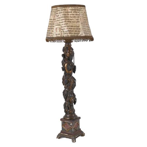 BAROQUE STYLE COLUMN TRANSFORMED INTO A LAMP, 20TH CENTURY.  