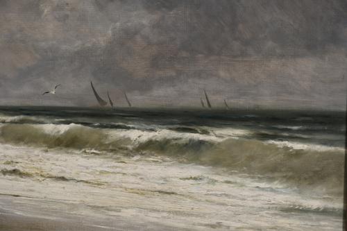 RICARDO MANZANET (1852-1939) "BARCO VARADO TRAS LA TEMPESTA