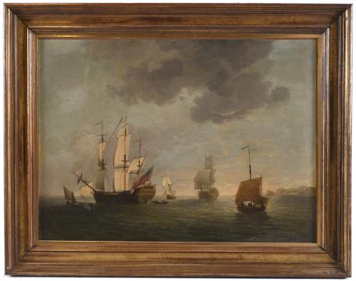 ATTRIBUTED TO LUDOLF BACKHUYSEN II (1717-1782). "SHIPS AT S