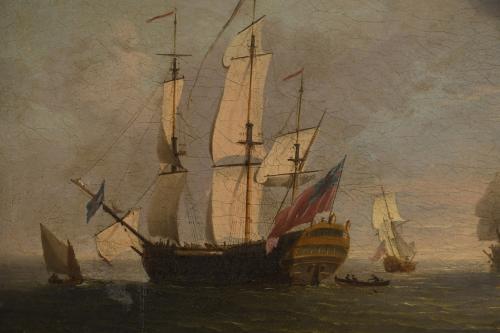 ATRIBUIDO A LUDOLF BACKHUYSEN II (1717-1782). "BARCOS EN EL