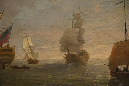 ATRIBUIDO A LUDOLF BACKHUYSEN II (1717-1782). "BARCOS EN EL