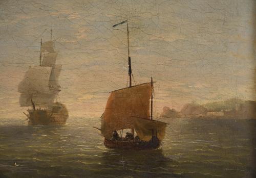 ATRIBUIDO A LUDOLF BACKHUYSEN II (1717-1782). "BARCOS EN EL