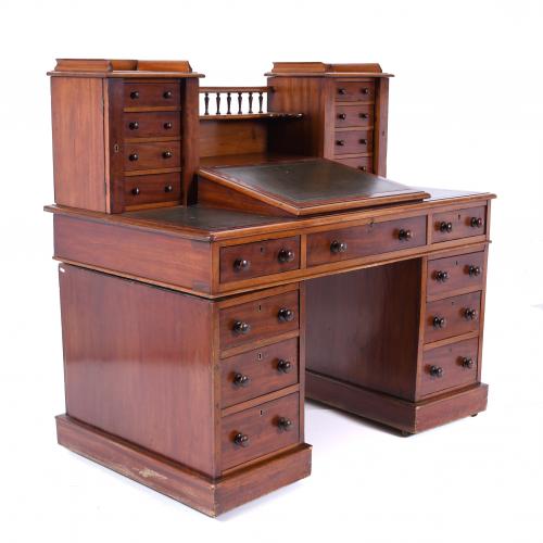 ENGLISH "DICKENS" DESK, 20TH CENTURY.