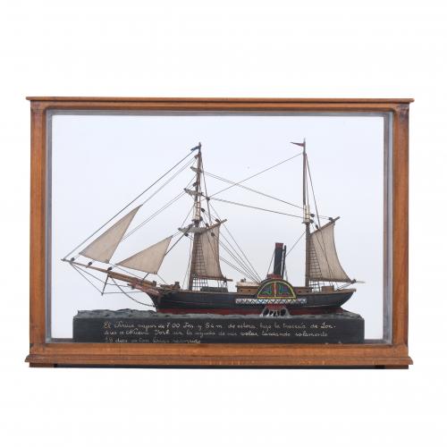 MAQUETA DEL BARCO "SIRIUS" A VAPOR, SIGLO XX. 