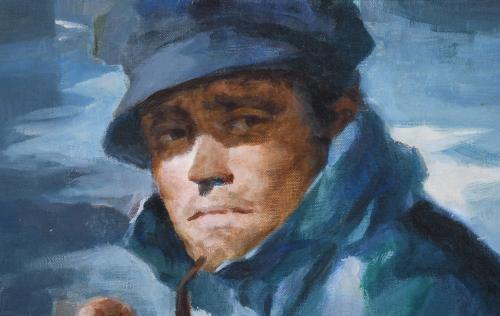 JUAN RAMÓN CEBRIÁN (1914-2006).  "PORTRAIT OF A FISHERMAN".