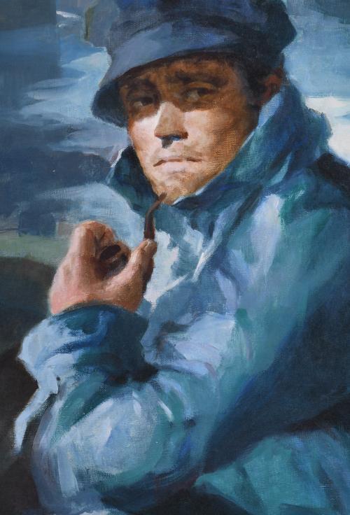 JUAN RAMÓN CEBRIÁN (1914-2006).  "PORTRAIT OF A FISHERMAN".