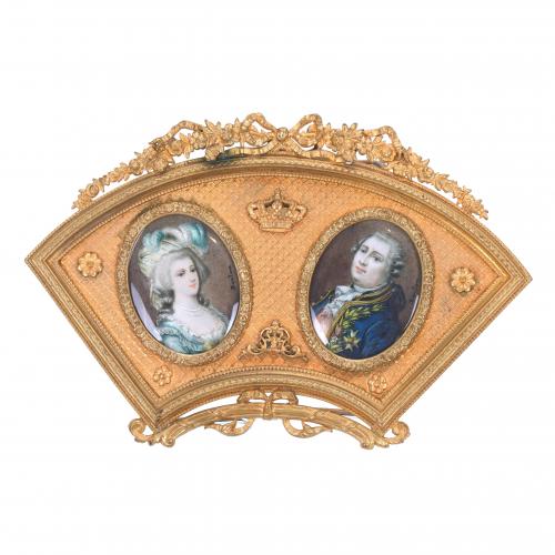 SECOND HALF OF 19TH CENTURY FRENCH SCHOOL. MINIATURES OF THE FRENCH MONARCHS LOUIS XVI AND MARIE ANTOINETTE. 