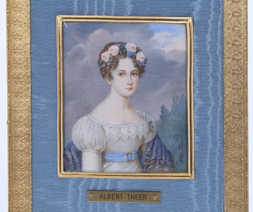 ALBERT THEER (1815-1902).  MINIATURE OF A LADY.