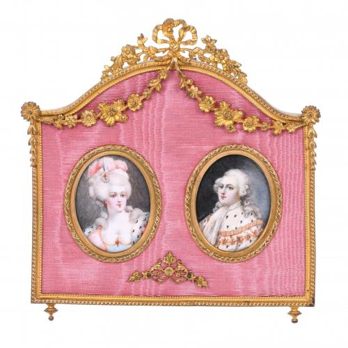 ESCUELA FRANCESA DE LA SEGUNDA MITAD DEL SIGLO XIX. MINIATURAS DE LOS REYES FRANCESES LUIS XVI Y MARIA ANTONIETA. 