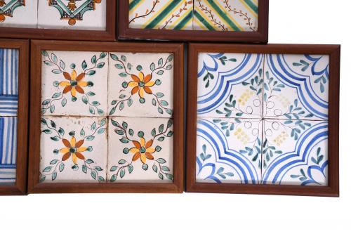 DIEZ AZULEJOS CATALANES "DE MOSTRA", SIGLO XIX.