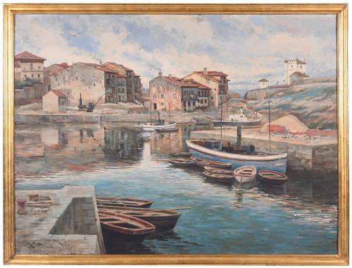 JOSÉ TOVA VILLALBA (1871-1923).  "FISHING PORT", Llanes, As