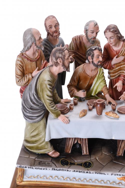 CAPODIMONTE.  FIGURAL GROUP "L&#39;ULTIMA CENA", CIRCA 1980. 