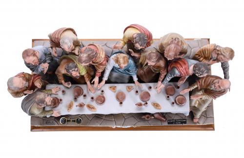 CAPODIMONTE.  FIGURAL GROUP "L&#39;ULTIMA CENA", CIRCA 1980. 