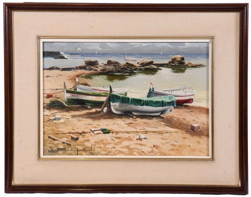 RAMON PUJOL BOIRA (1949). PAIR OF SEASCAPES.