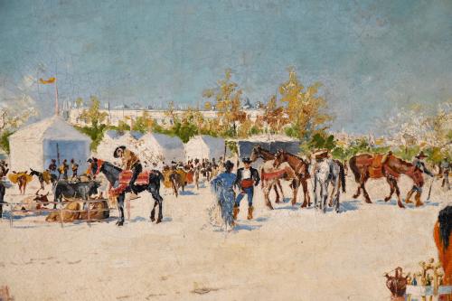 MARIANO OBIOLS DELGADO (c.1860-1911).  "ROMERÍA EN SEVILLA"