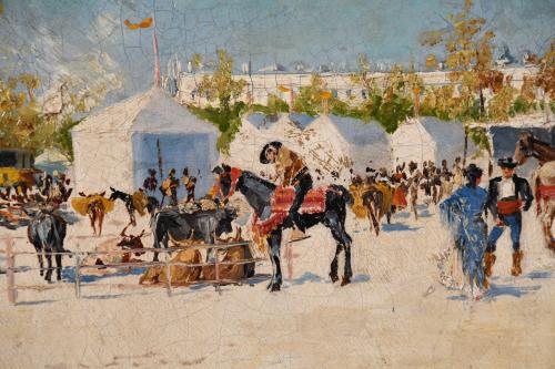 MARIANO OBIOLS DELGADO (c.1860-1911).  "ROMERÍA EN SEVILLA"