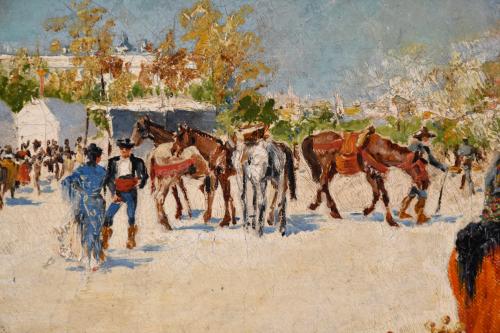 MARIANO OBIOLS DELGADO (c.1860-1911).  "ROMERÍA EN SEVILLA"