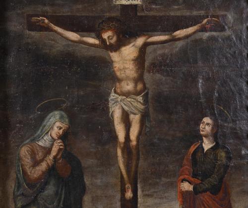 ESCUELA CANARIA, SIGLO XVIII. "CRISTO CRUCIFICADO CON LA VI