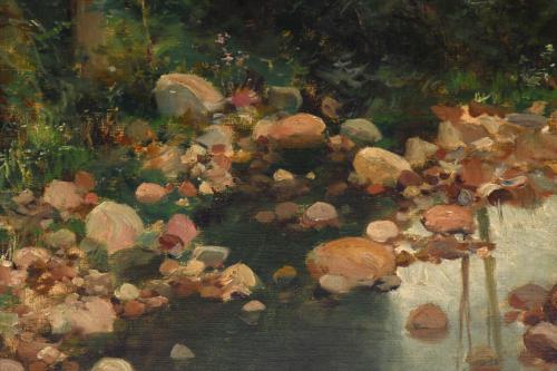 JOSEP ARMET I PORTANELL (1843-1911). "PAISAJE FLUVIAL CON F