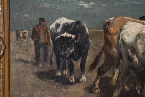 HENRY SCHOUTEN (1857/64-1927).  "VACAS Y PASTORES".