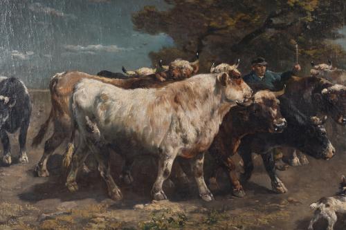 HENRY SCHOUTEN (1857/64-1927).  "VACAS Y PASTORES".