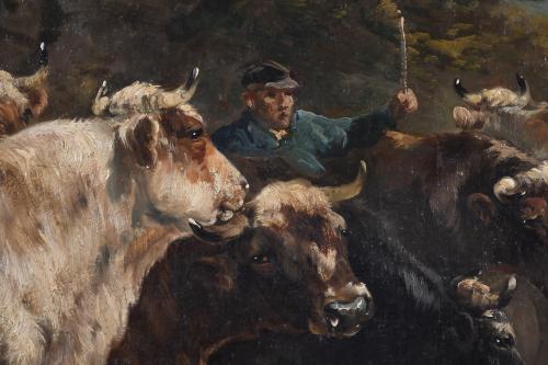 HENRY SCHOUTEN (1857/64-1927).  "VACAS Y PASTORES".