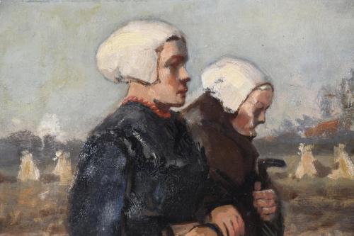 20TH CENTURY DUTCH SCHOOL. "BRETON COUPLE WALKING".