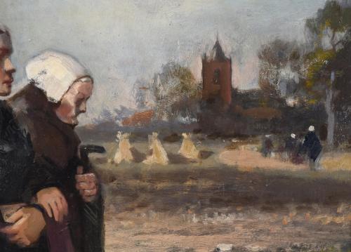 20TH CENTURY DUTCH SCHOOL. "BRETON COUPLE WALKING".