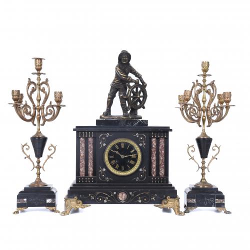 TABLE CLOCK WITH A SAILOR, 20TH CENTURY. 