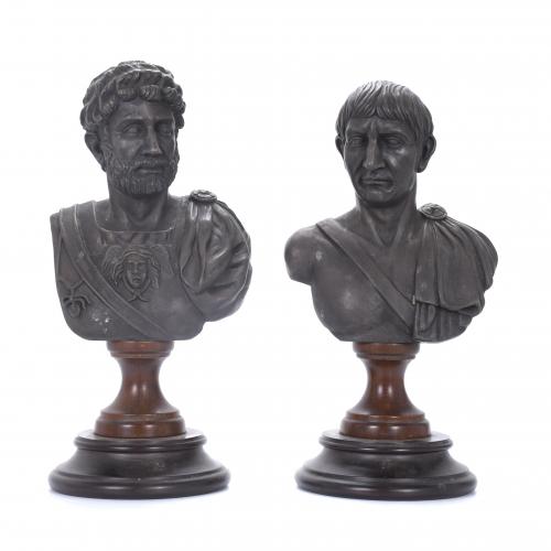 PAIR OF ROMAN BUSTS, 20TH CENTURY.