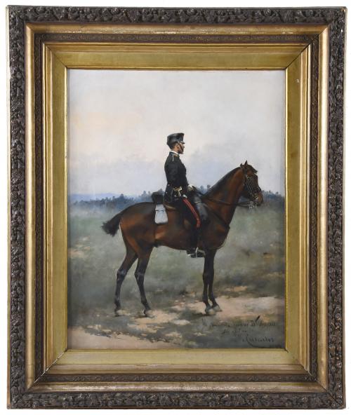 JOSEP CUSACHS I CUSACHS (1851-1908). "SOLDADO A CABALLO", 1