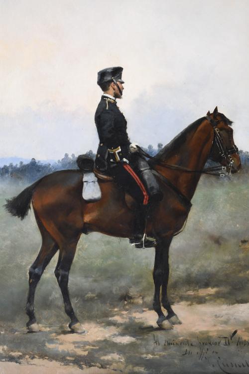 JOSEP CUSACHS I CUSACHS (1851-1908). "SOLDADO A CABALLO", 1