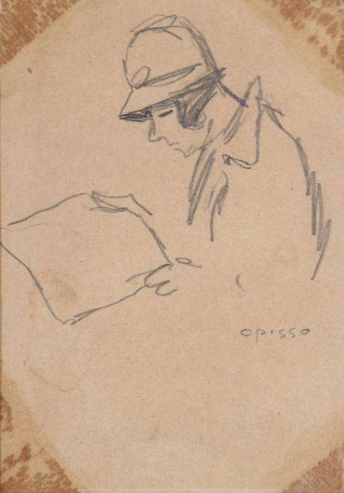 827-RICARD OPISSO (1880-1966). Estudio para "JOVEN LEYENDO EL DIARIO".