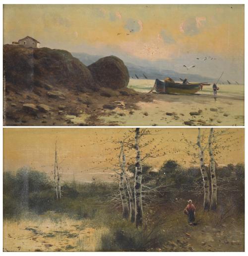 LATE 19TH CENTURY CATALAN SCHOOL. "SEASCAPE" and "LANDSCAPE".