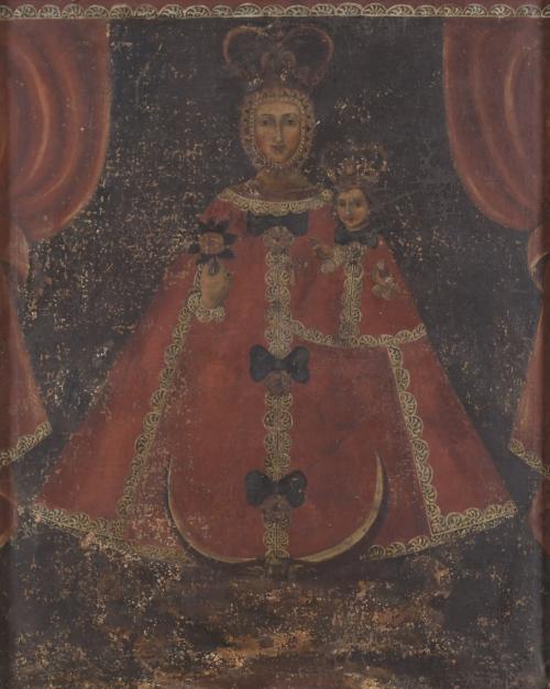 662-ESCUELA ESPAÑOLA, SIGLO XVII-XVIII. "LA VIRGEN DEL ROSARIO O LA VIRGEN DEL PUY", Navarra.