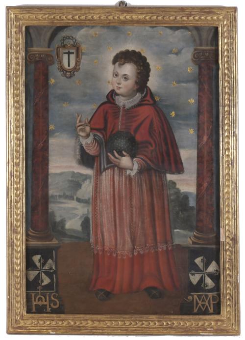 ESCUELA ESPAÑOLA, SIGLO XVII.  "SALVATOR MUNDI NIÑO".