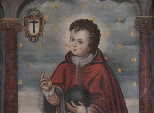 ESCUELA ESPAÑOLA, SIGLO XVII.  "SALVATOR MUNDI NIÑO".