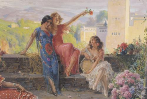 JULIO BORRELL (1877-1957). "GITANAS DE GRANADA".