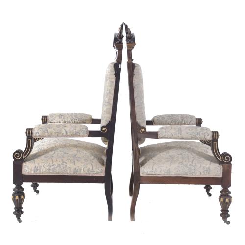 FIVE ALPHONSINE PERIOD ARMCHAIRS, CIRCA 1890.