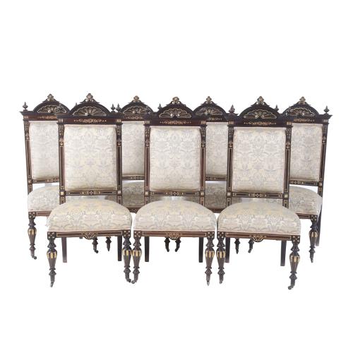 580-SEVEN ALPHONSINE PERIOD CHAIRS.