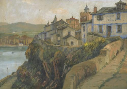  FRANCISCO PLANAS DORIA (1879-1955).  "PAISAJE COSTERO".