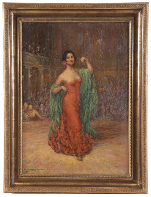 RAMON PALMAROLA ROMEU (1877-1943). "GITANA BAILANDO".