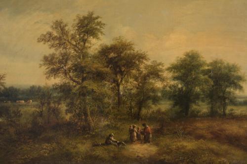 WALTER WATTS (1776-1842) "LANDSCAPE WITH FIGURES" .