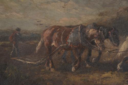 HENRY SCHOUTEN (1857/64-1927).  "CABALLOS LABRANDO".