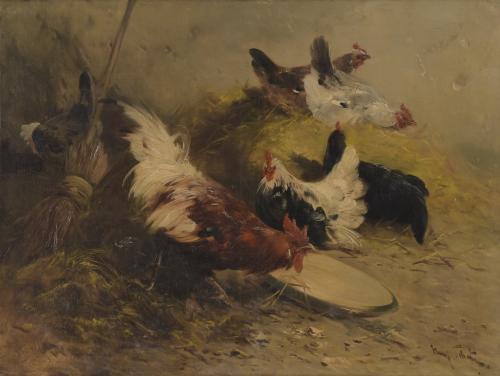 HENRY SCHOUTEN (1857/64-1927).  "GALLINAS".