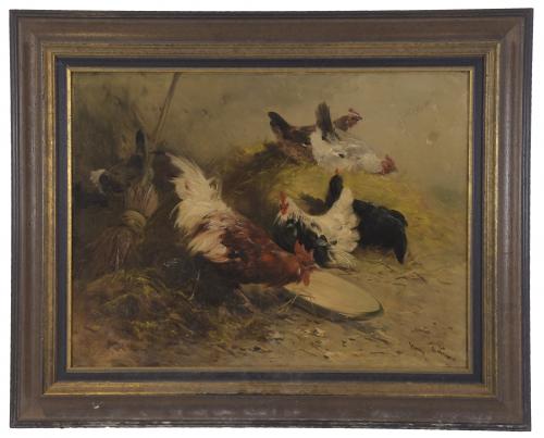 HENRY SCHOUTEN (1857/64-1927).  "GALLINAS".