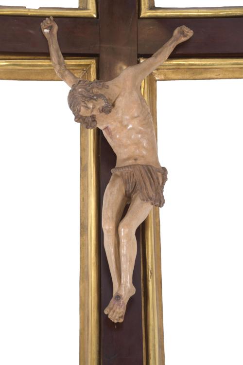 END OF 19TH CENTURY SPANISH SCHOOL. LARGE CRUCIFIED CHRIST.