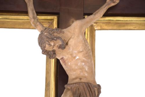 END OF 19TH CENTURY SPANISH SCHOOL. LARGE CRUCIFIED CHRIST.